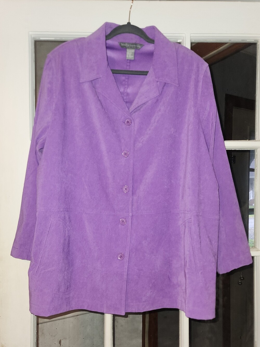 Jessica Holbrook Easy Street Women’s 2X Purple Faux Suede Button Front Jacket